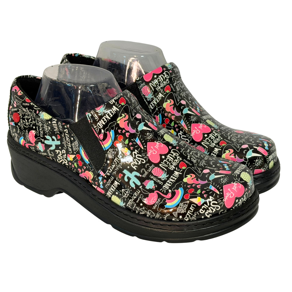 Klogs Sz 9 Naples Clogs "Stay Wild" Patent Leather Closed Back Work Shoes New